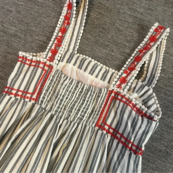 Kate Spade Broome Street Red Floral Embroidered Stripe Tiered Midi Dress S - Picture 12 of 12